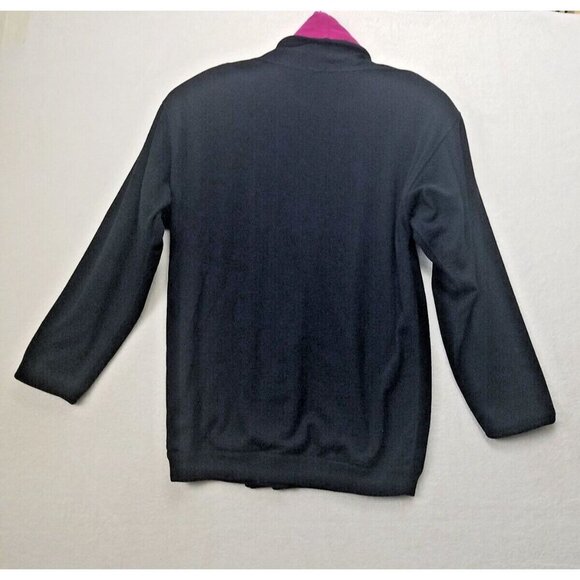 I.magnin design studio 100% merino wool black women's M open front sweater italy - Picture 3 of 11